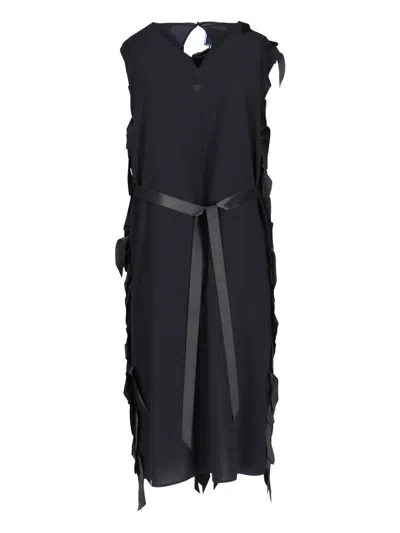 Prada Fringe Detail Maxi Dress In Black