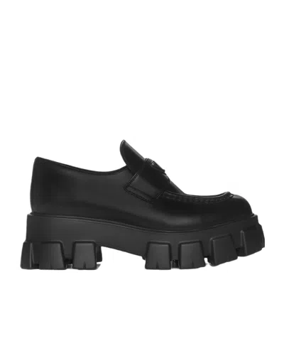 Prada Monolith 55mm Leather Loafers In Black