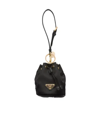 Prada Re-edition 1978 Re-nylon Keyring In Black