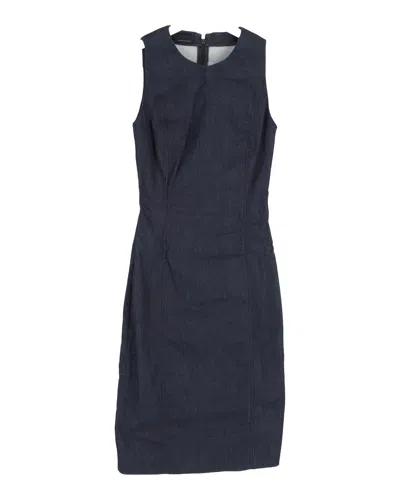 Prada Sleeveless Midi Dress In Blue Cotton Denim