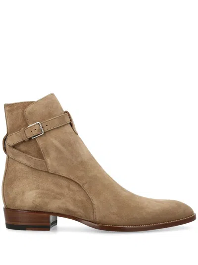 Saint Laurent Tan Wyatt Jodhpur Boots In Beige