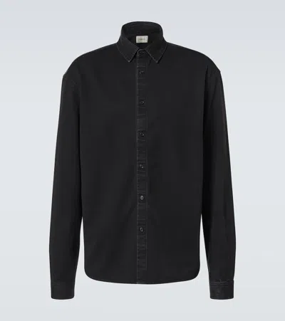 Saint Laurent Cassandre Denim Shirt In Black