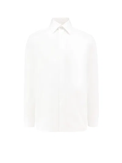 Saint Laurent Straight Hem Buttoned Shirt In White