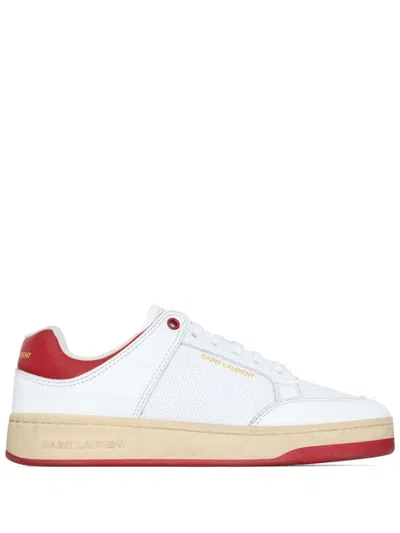 Saint Laurent Men's Sl/61 Leather Trainer Sneaker In White