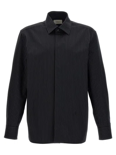 Saint Laurent Striped Shirt With Long Sleeves And Pinstripes In White/black