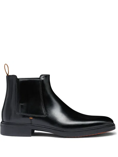 Santoni Men's Black Leather Easy Boot