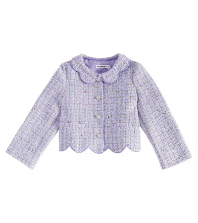 Self-portrait Kids' Scalloped Bouclé Jacket In Purple