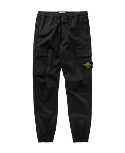 Stone Island Tapered Cotton-blend Cargo Trousers In Black