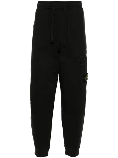 Stone Island Compass-badge Panelled Track Pants In Black  