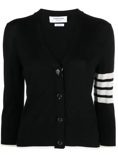 Thom Browne 4-bar Virgin Wool Cardigan In Black