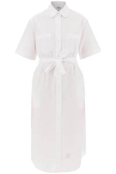 Thom Browne Cotton Midi Shirt Dress In White