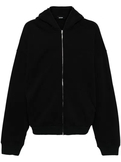 We11 Done Embroidered-logo Hooded Jacket In Black