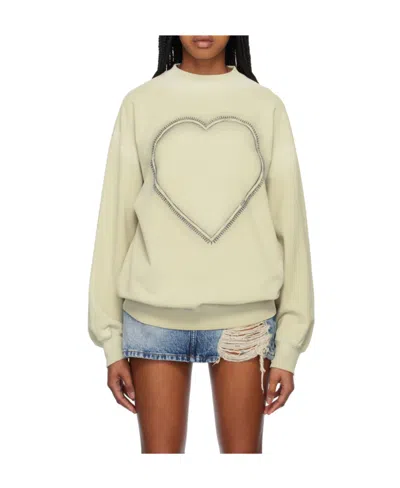 We11 Done Beige Heart Choker Sweatshirt In Ivory