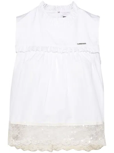 We11 Done White Lace Trim Blouse