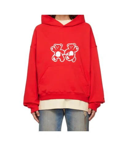 We11 Done Red Teddy Twins Hoodie