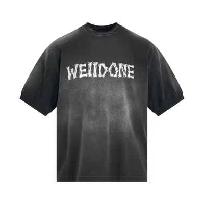 We11 Done Washed Ribbed Logo T-shirt In Black