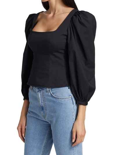 Shop Staud Women's Lana Puff-sleeve Top In Black