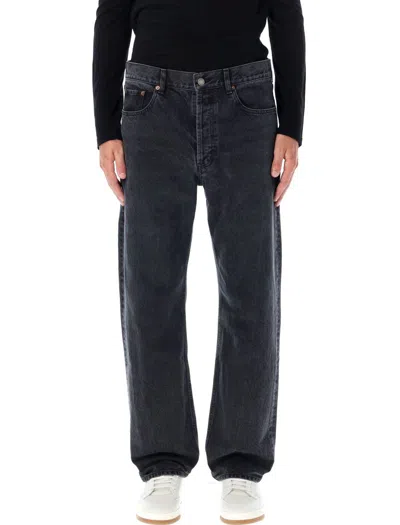 Shop Saint Laurent Loose Straight Jeans In Used Paris Black