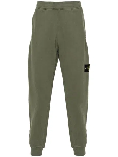 Shop Stone Island Logo Cotton Sweatpants In Green