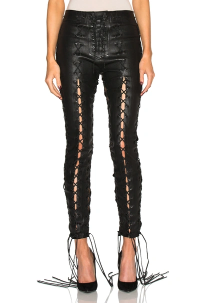 BEN TAVERNITI UNRAVEL PROJECT UNRAVEL LACE UP LEATHER PANTS IN BLACK UWCA010F170070081000