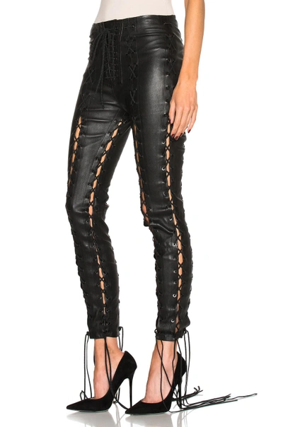 BEN TAVERNITI UNRAVEL PROJECT UNRAVEL LACE UP LEATHER PANTS IN BLACK UWCA010F170070081000