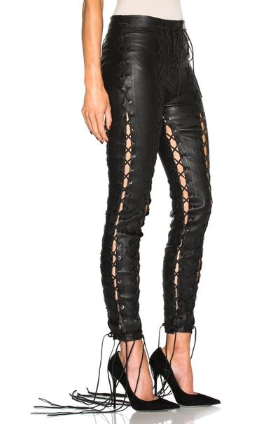 BEN TAVERNITI UNRAVEL PROJECT UNRAVEL LACE UP LEATHER PANTS IN BLACK UWCA010F170070081000