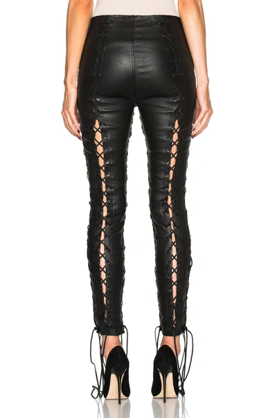 BEN TAVERNITI UNRAVEL PROJECT UNRAVEL LACE UP LEATHER PANTS IN BLACK UWCA010F170070081000