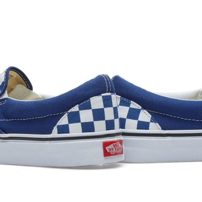 Shop Vans Classic Slip On Checkerboard In Blue