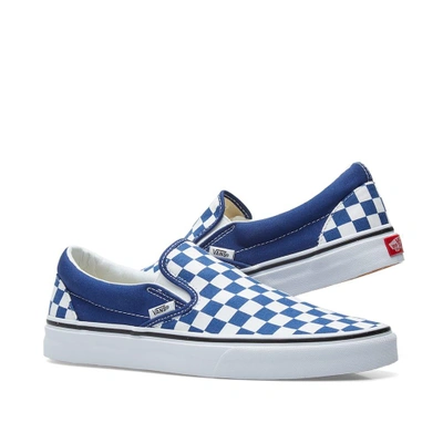 Shop Vans Classic Slip On Checkerboard In Blue