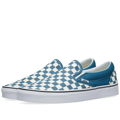 Shop Vans Classic Slip On Checkerboard In Blue