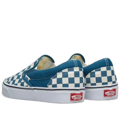 Shop Vans Classic Slip On Checkerboard In Blue