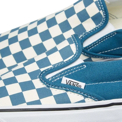 Shop Vans Classic Slip On Checkerboard In Blue