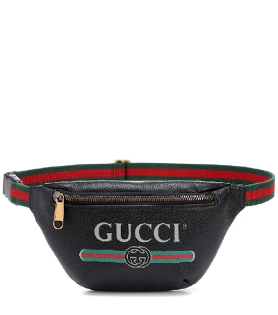 Shop Gucci Printed Leather Belt Bag In Black