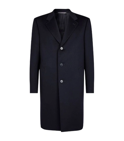 Canali Wool-cashmere Coat In Blue