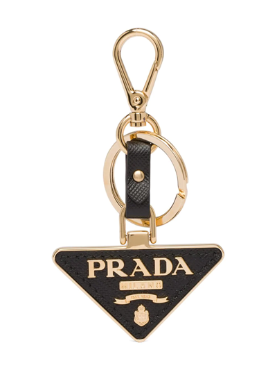 Prada Triangular Logo Keyring In Multicolor