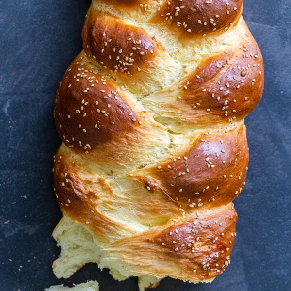 Brioche bread broken apart