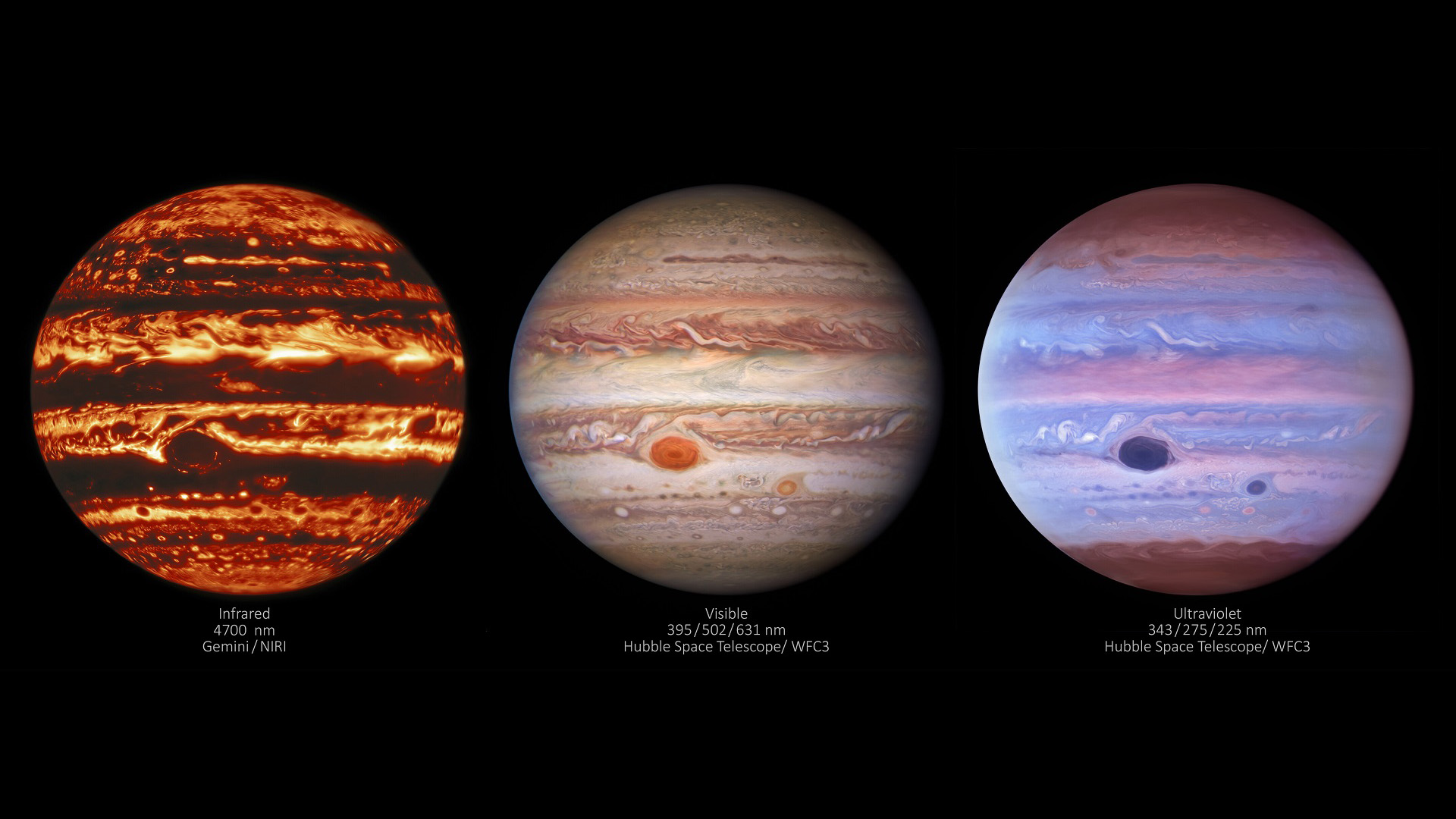 Stunning new images of Jupiter reveal atmosphere details in different