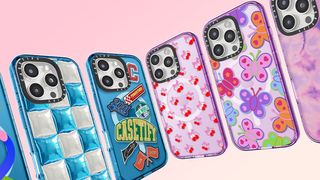 an assortment of casetify impact cases for the iPhone 16 Pro featuring various designs