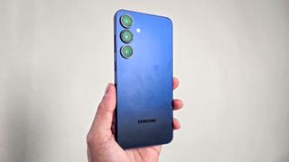 Samsung Galaxy S25 Plus in blue.