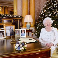 london, united kingdom in this undated image supplied by sky news, queen elizabeth ii sits at a desk in the 1844 room at buckingham palace, after recording her christmas day broadcast to the commonwealth at buckingham palace, london photo by john stillwell wpa pool getty images