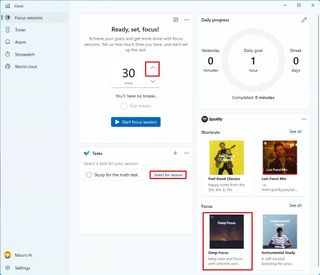 Configure Focus Sessions with Clock