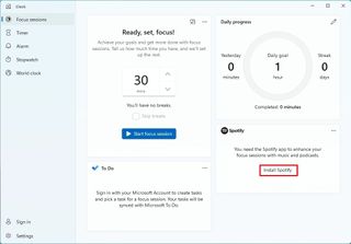Install Spotify within the Clock app