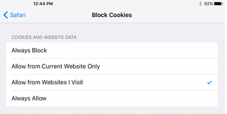 safari ios block cookies