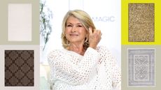 martha stewart in collage of rugs