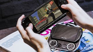 Best PSP games: A screenshot of someone playing GTA on a PSP. 