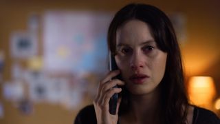 Milena Smit as Miren crying on the phone in The Snow Girl season 2