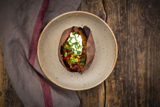 Pork chilli baked potato