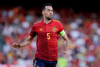 Sergio Busquets in action for Spain against Portugal in the UEFA Nations League.