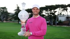 Wyndham Clark with the Pebble Beach Pro-Am trophy