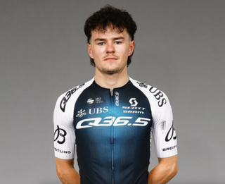 Joe Pidcock models the 2025 Q36.5 Pro Cycling kit before beginning the season on a two-year contract